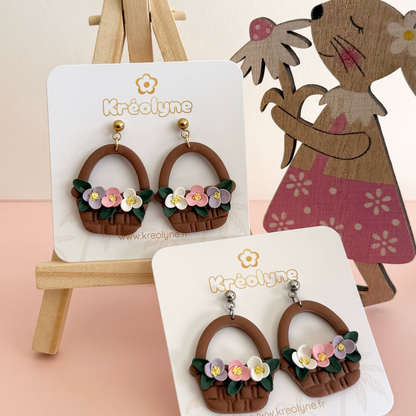 Boucles d’oreilles | Panier en Fleurs